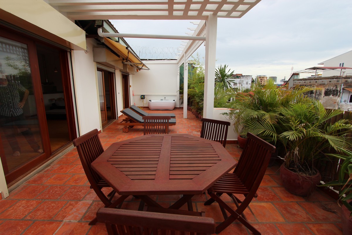 Large Terrace Colonial Apartment For Rent Near Riverside | Phnom Penh Real Estate